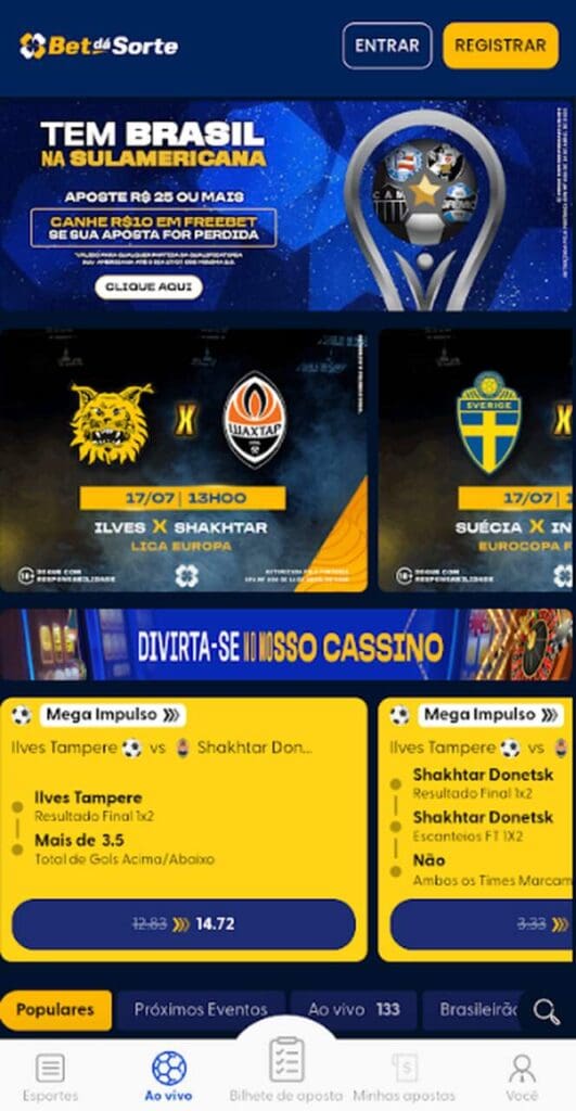 Bet da sorte Odds e Mercados