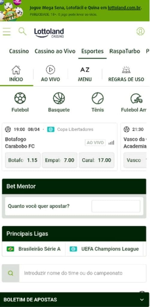 Lottoland app mobile pagina de esportes