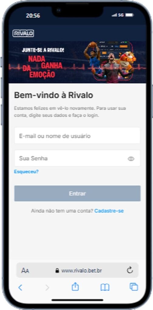 Como fazer login na Rivalo