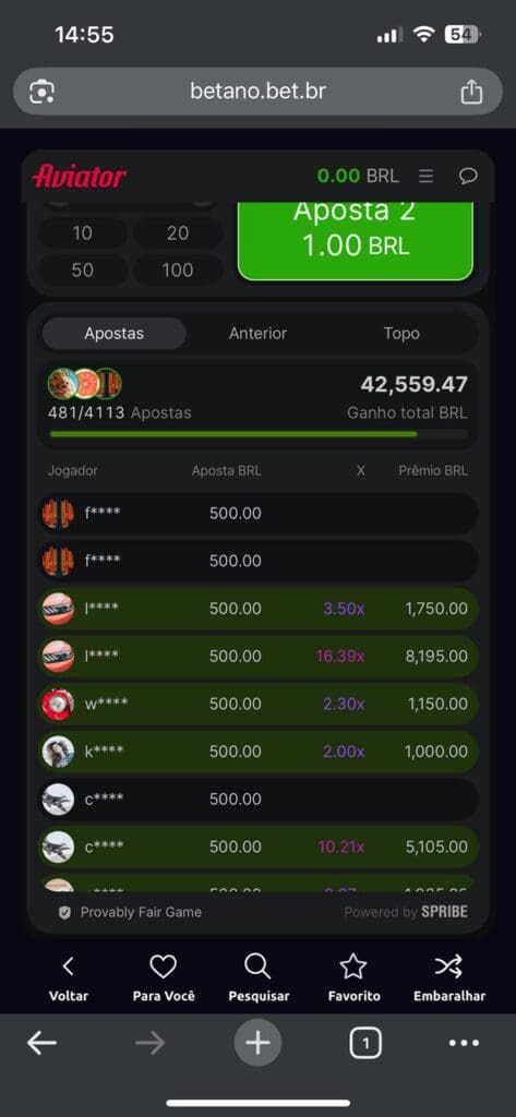 Ranking Betano Aviator