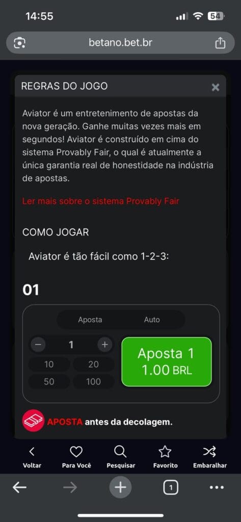 Instruções Betano Aviator