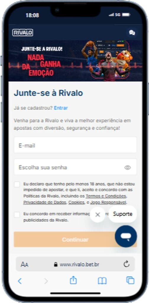 Como fazer cadastro na Rivalo
