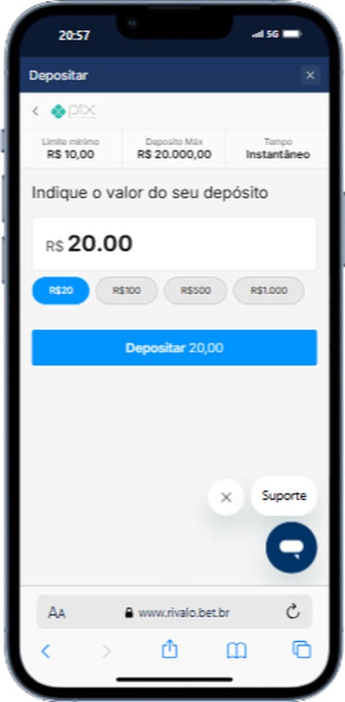 Como depositar na Rivalo