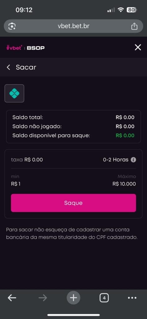 Como sacar na VBET