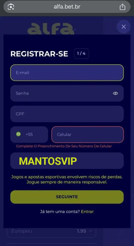 Como se registrar Alfa Bet