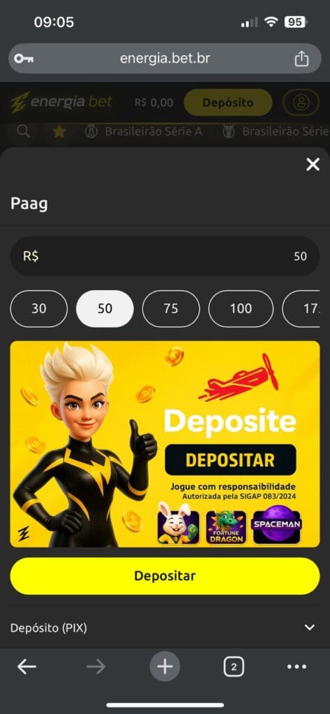 EnergiaBet dep&oacute;sito