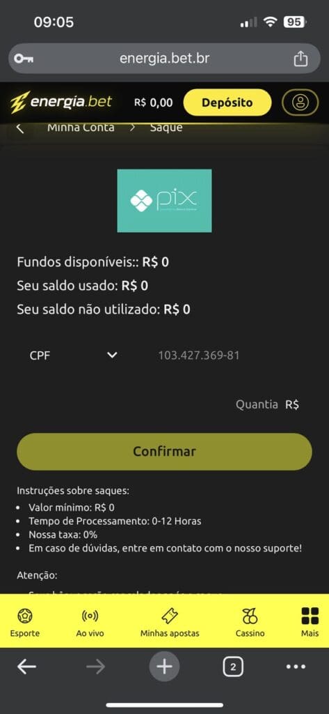 EnergiaBet saque